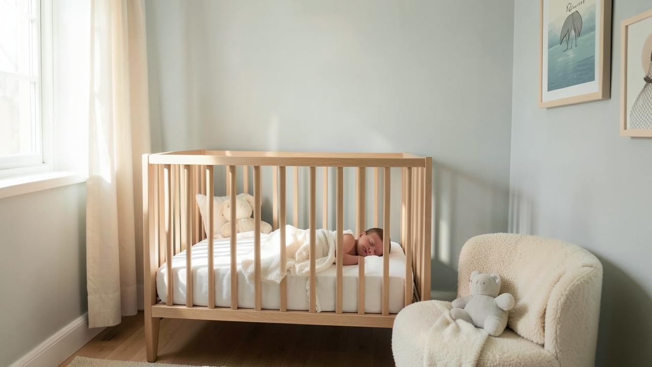 Cameretta serena con lettino per neonato
