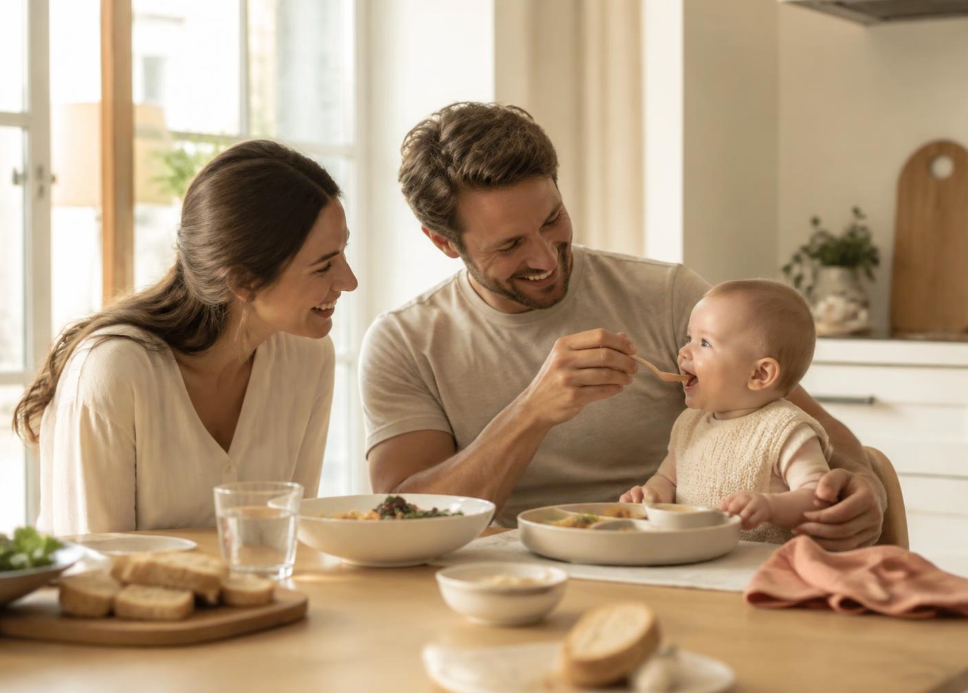 Il momento della pappa in famiglia